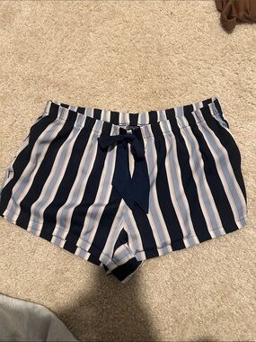 aerie Navy, White and Pink Striped Sleep Shorts